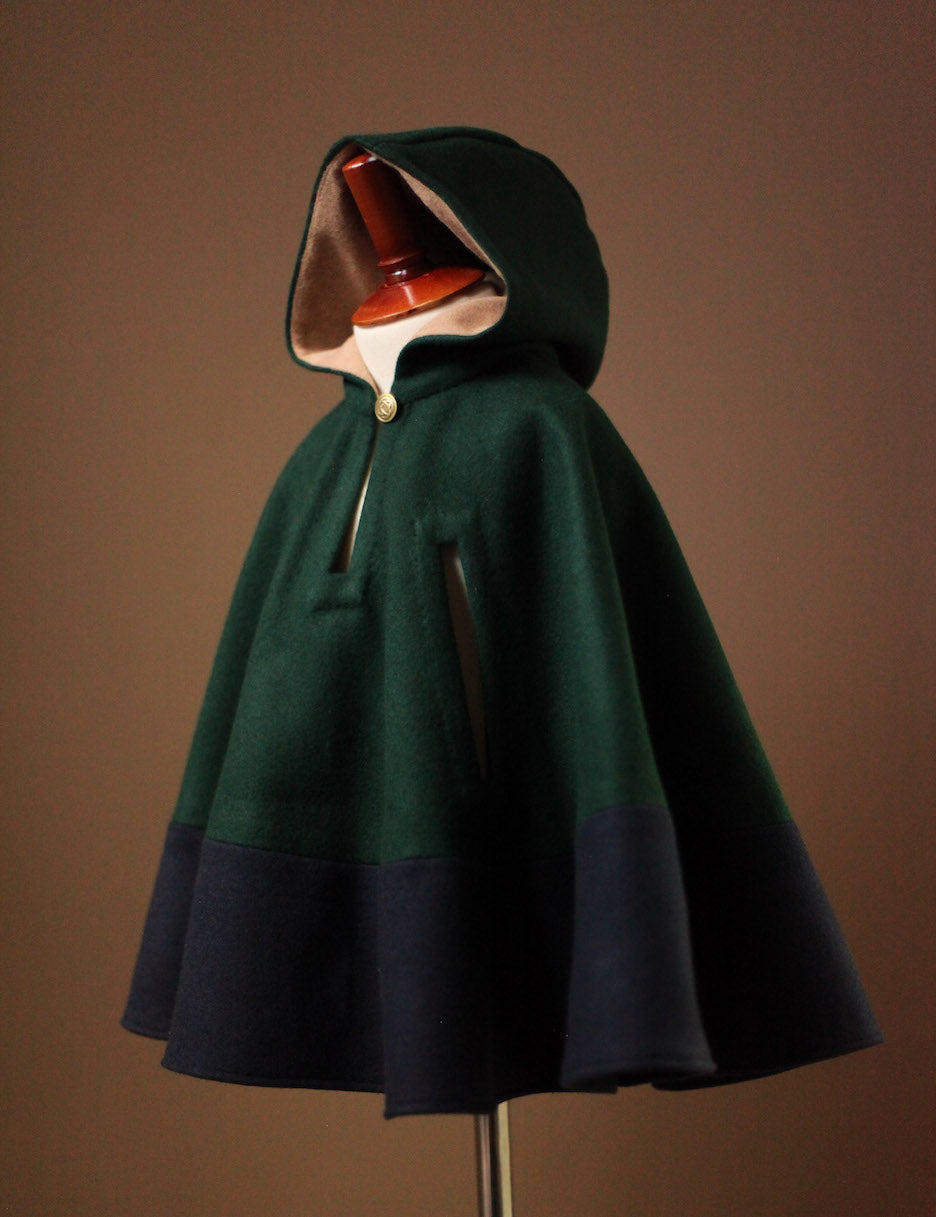 Green Hooded Wool Cape Coat Women Winter Wool Cloak Coat With Hood
