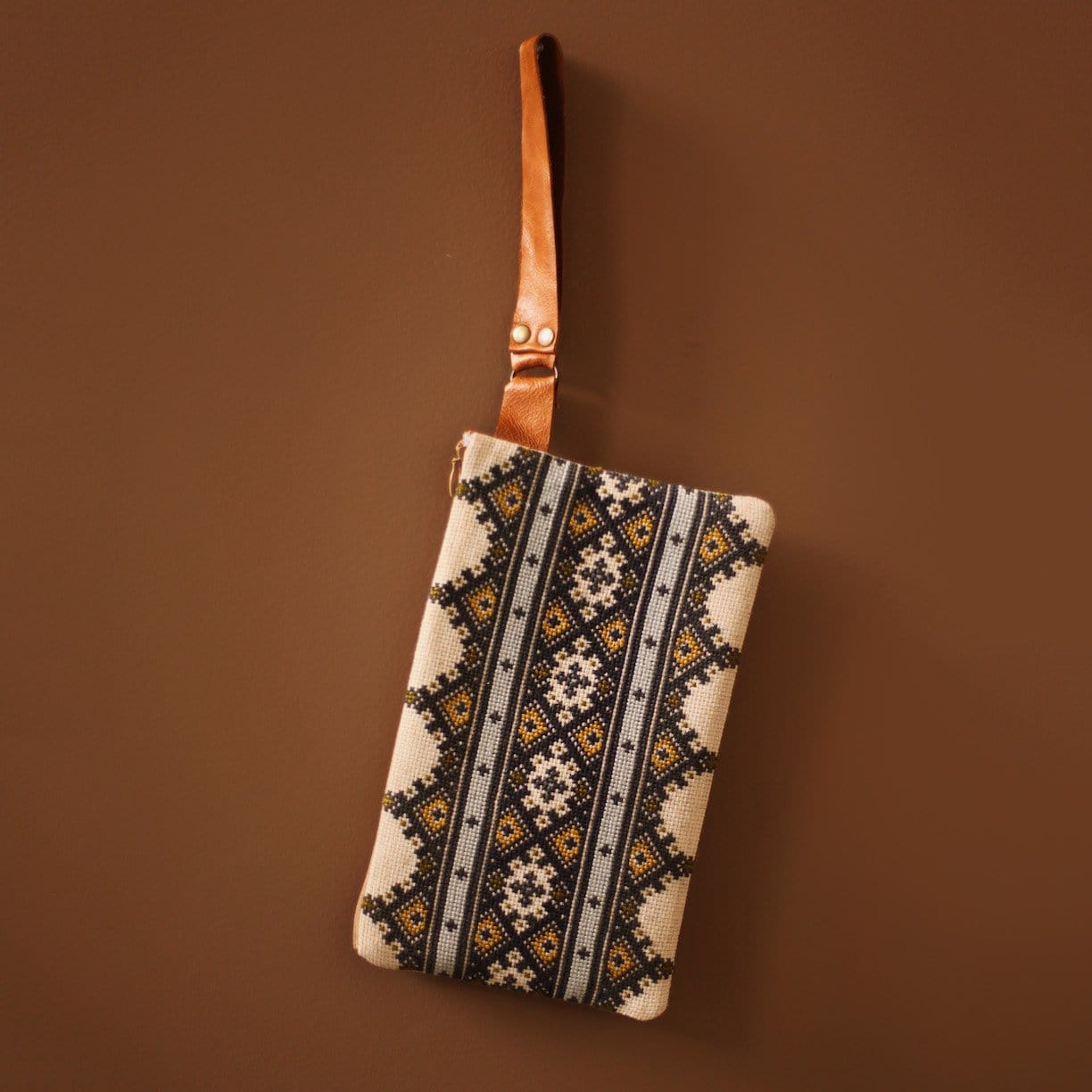 embroidered designer handbag