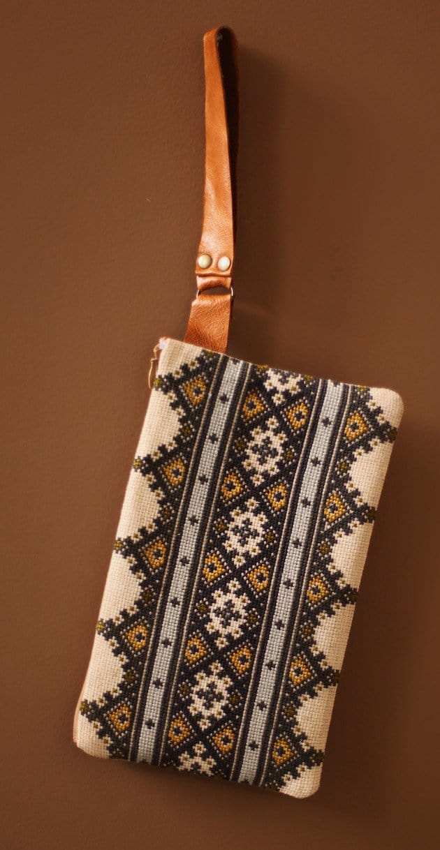 embroidered designer handbag