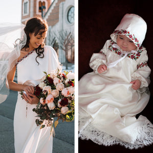 wedding dress recreated to christening gown