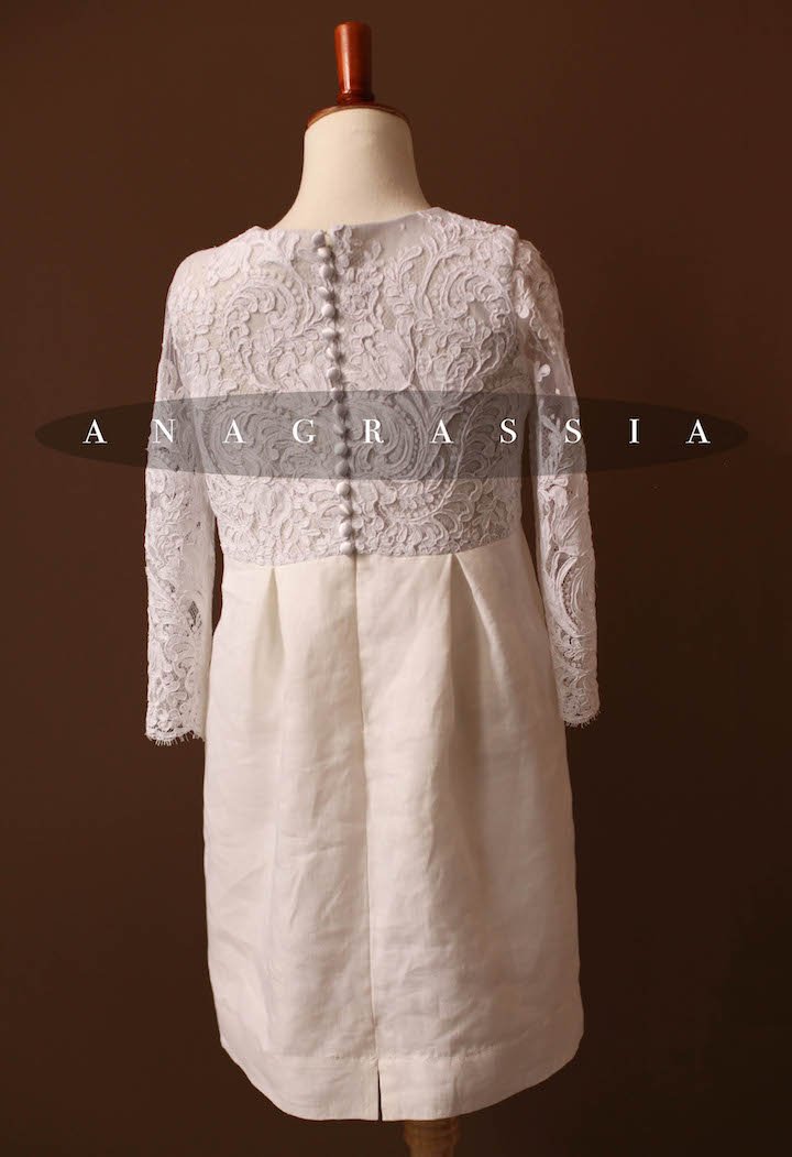 white linen lace girls dress