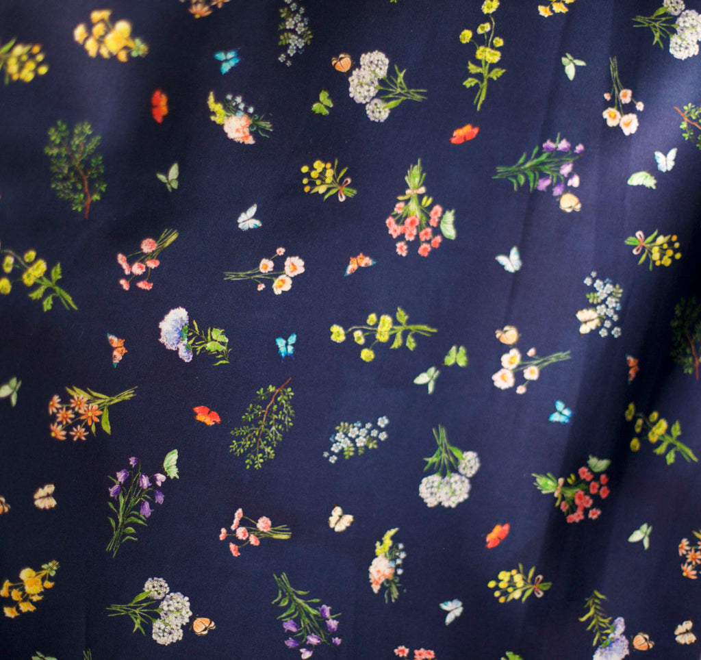 Navy butterfly fabric