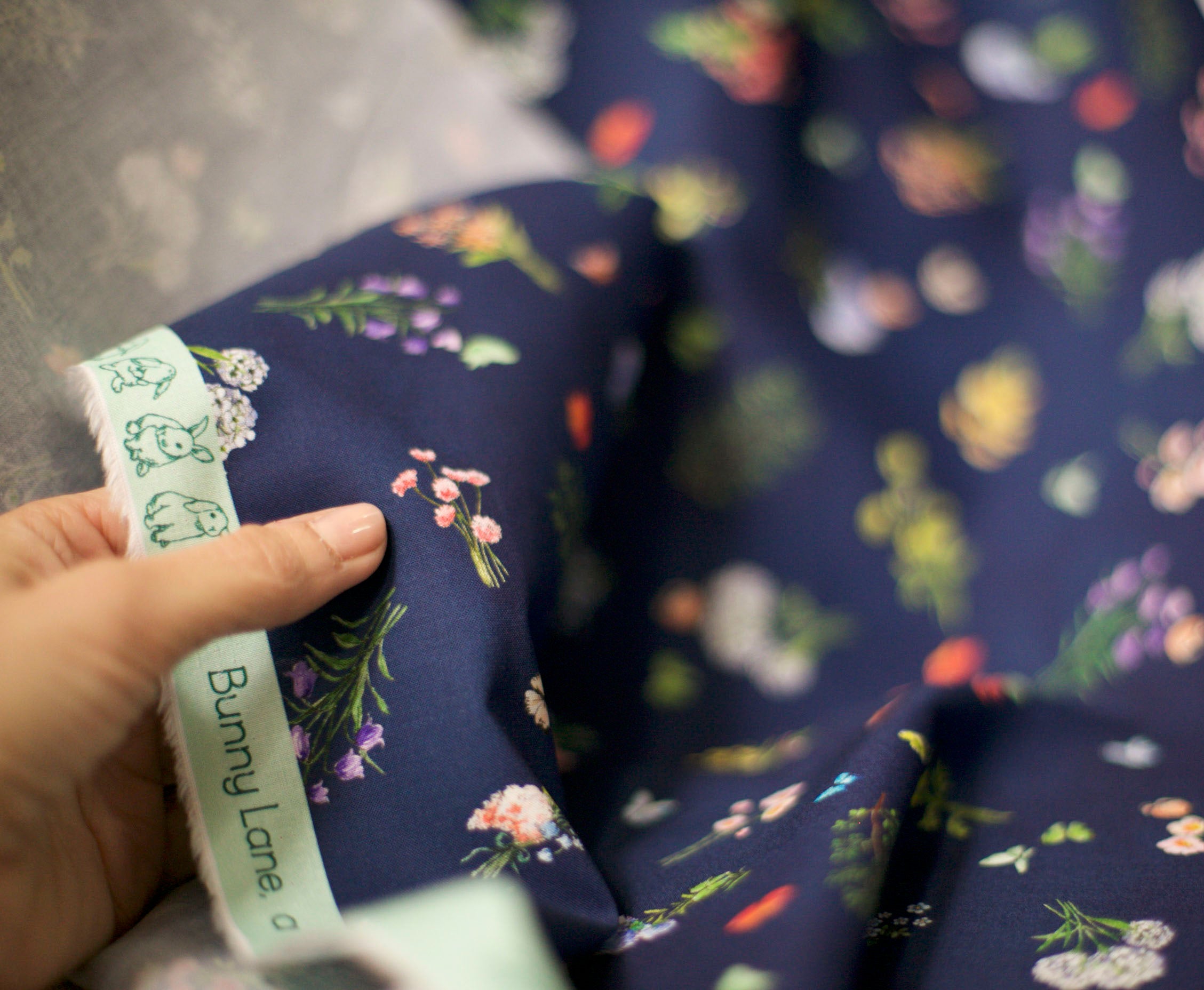 Navy from Wishwell Bunny Lane Collection For Robert Kaufman