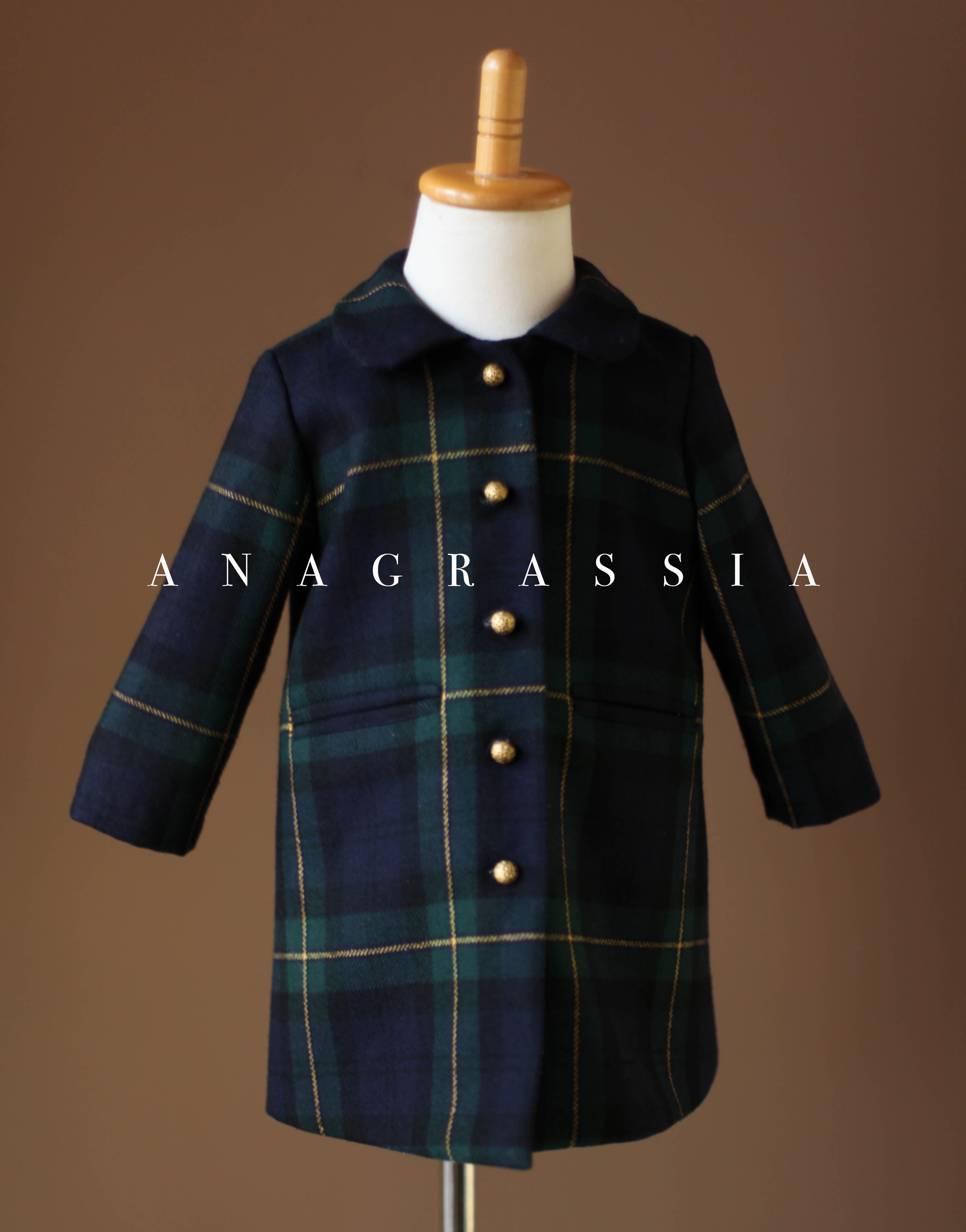 plaid girls navy coat