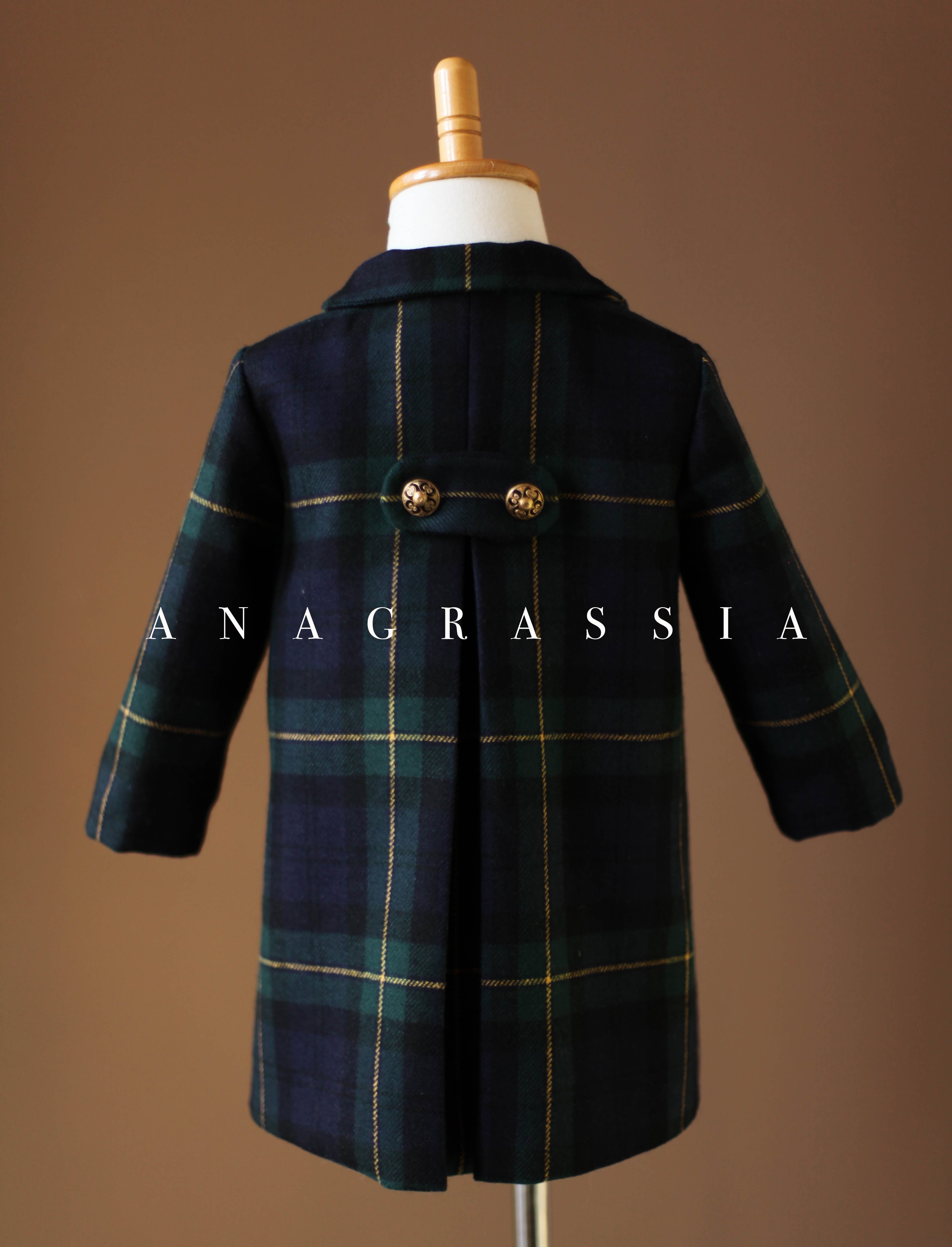 green plaid girls coat