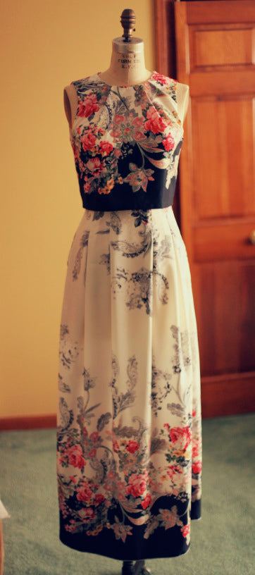long floral crop top dress