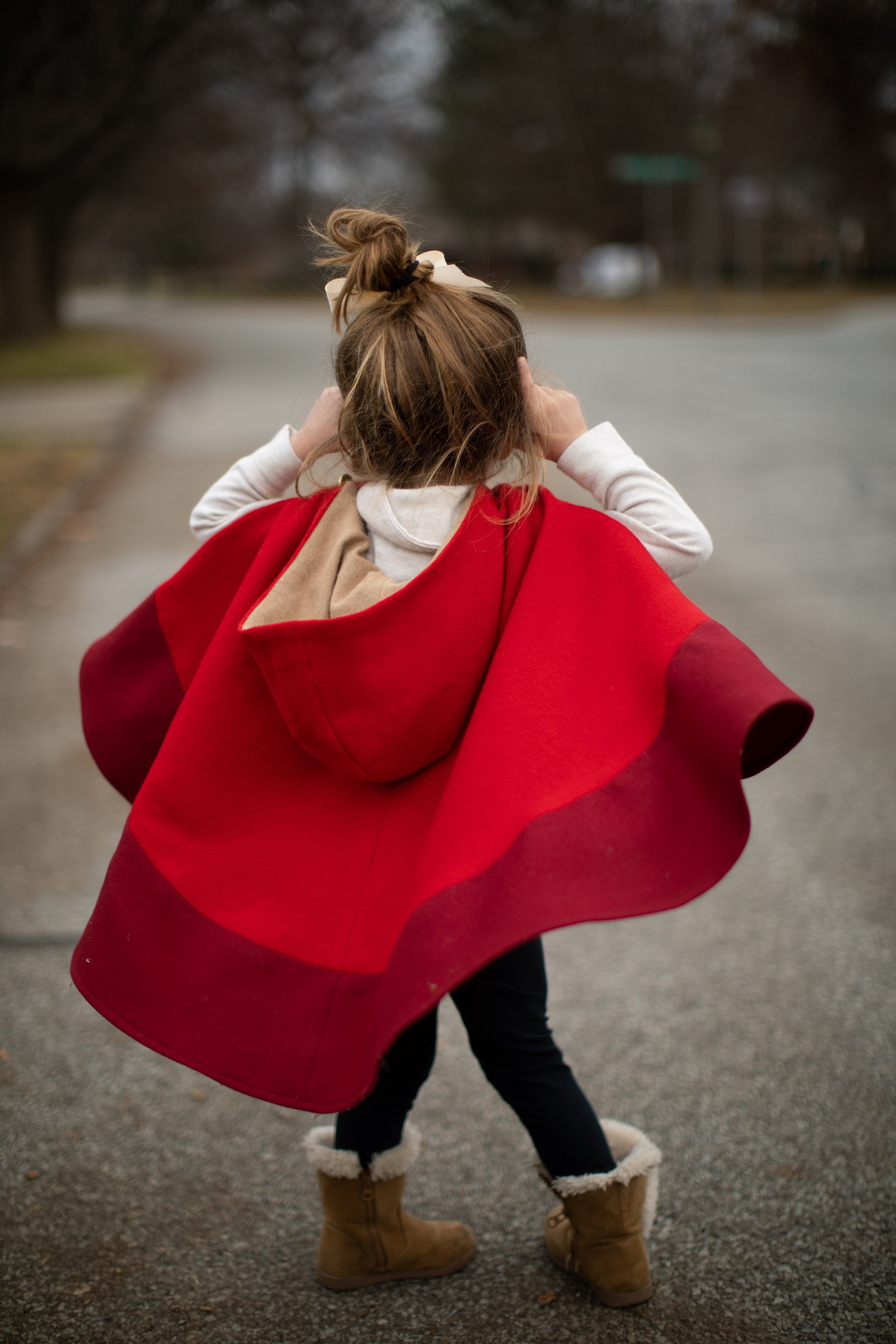 Red wool cape with hood shop
