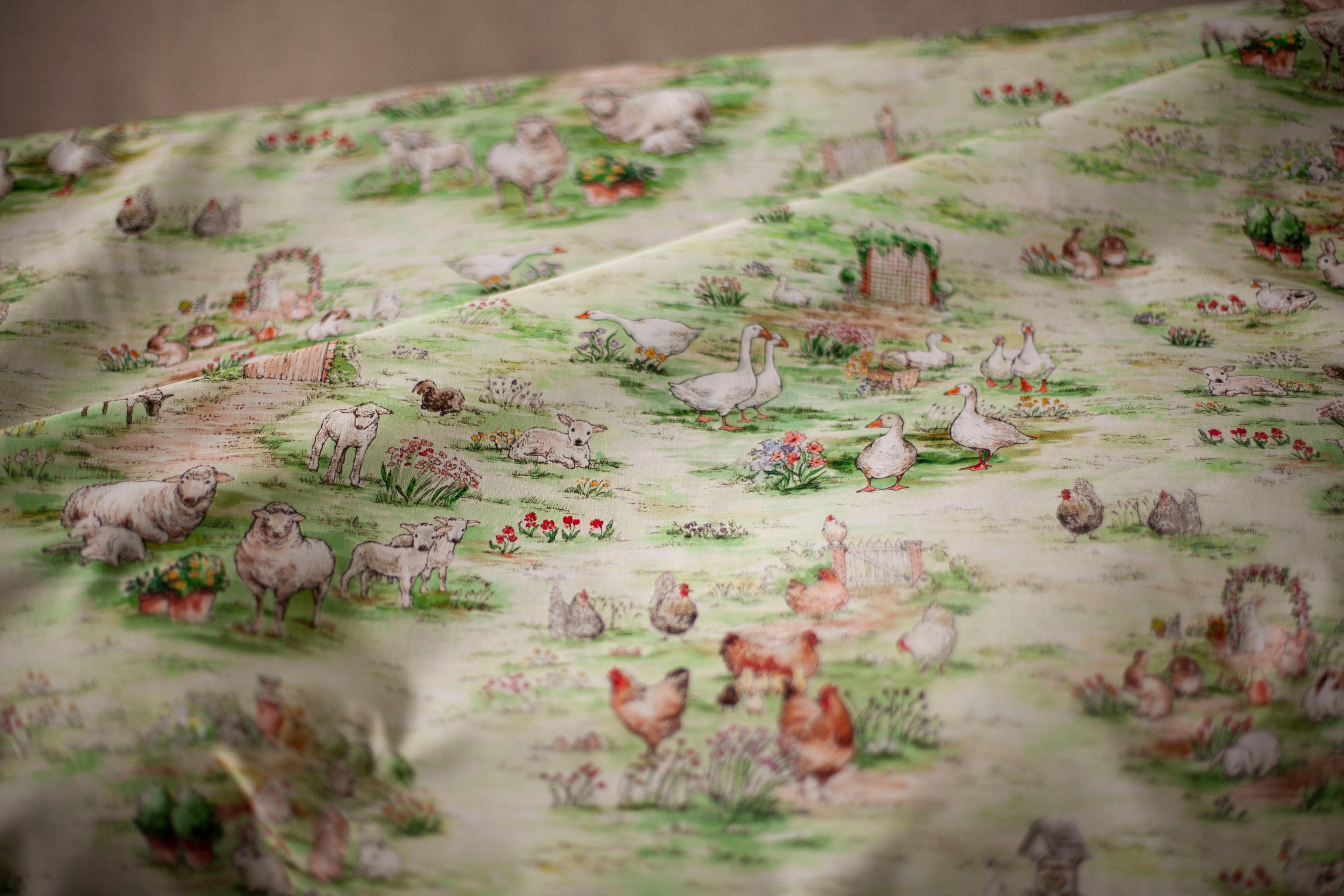 spring chickens fabric