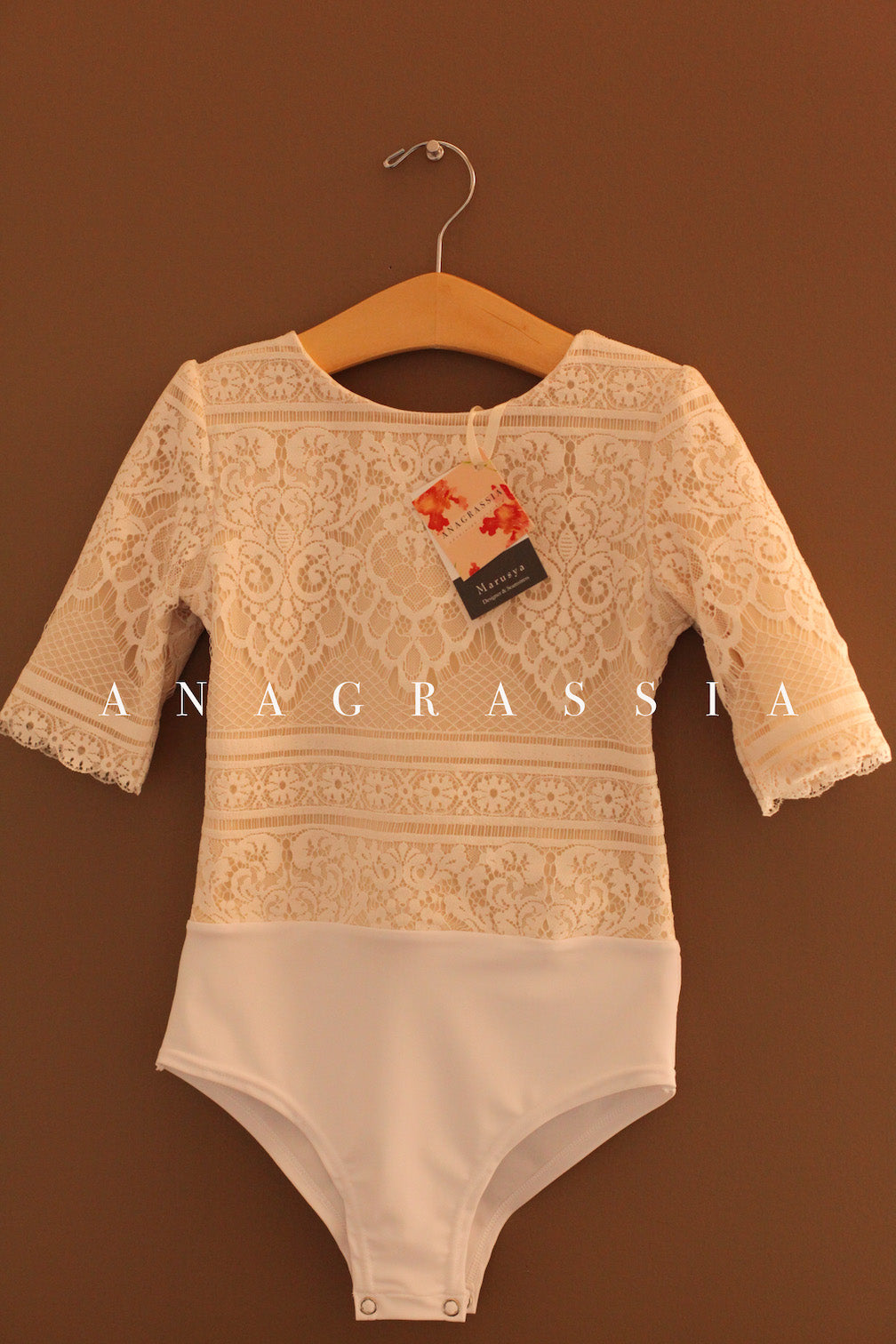 three quarter length sleeves lace bodysuit