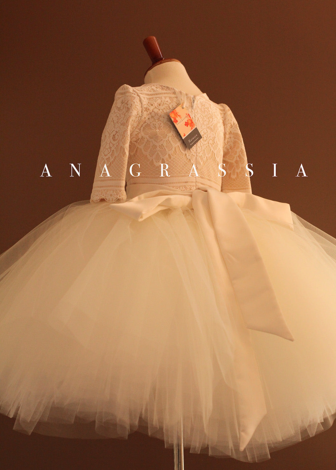 three quarter length sleeves flower girl dress