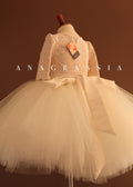 three quarter sleeves flower girl dress