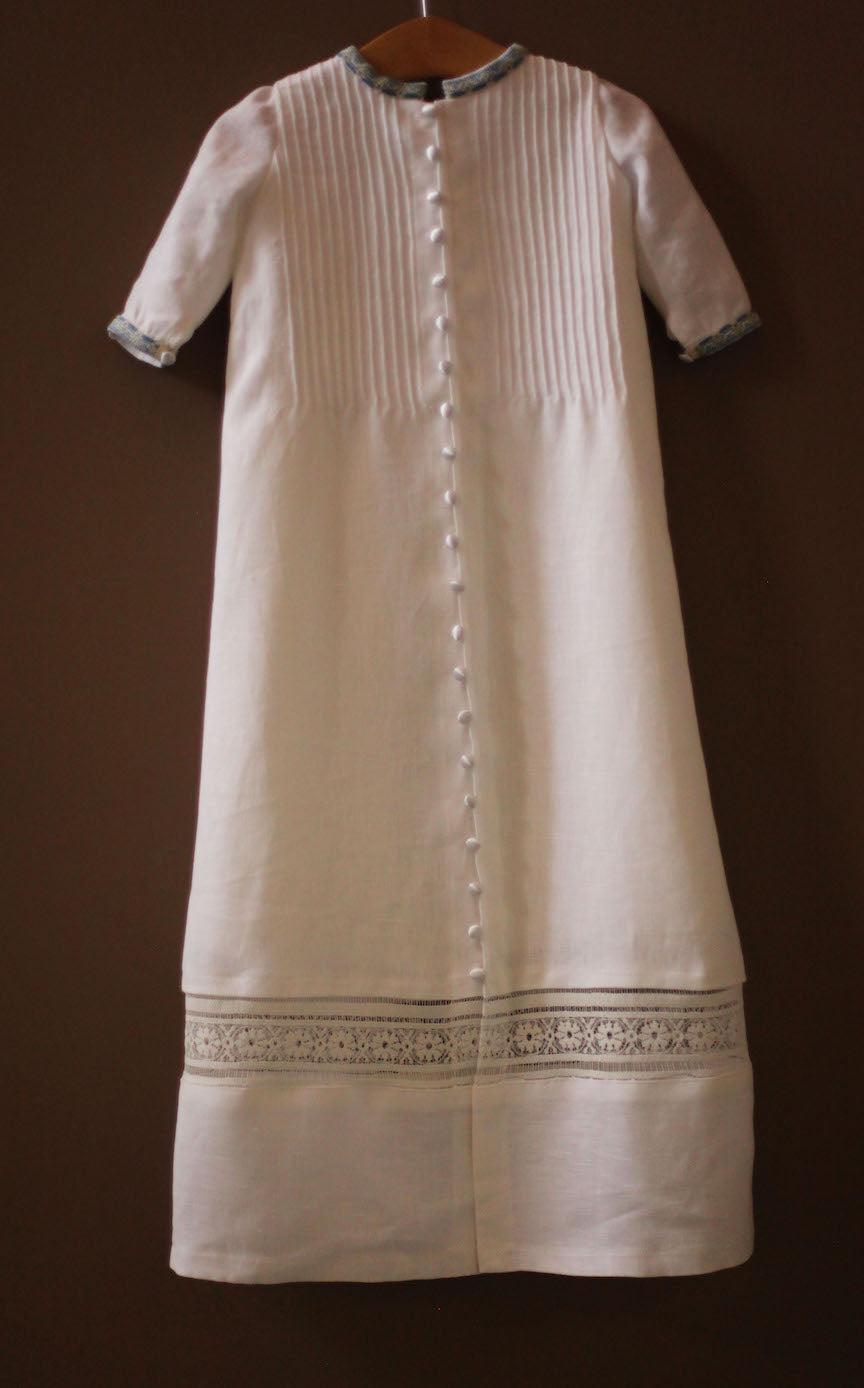 linen lace christening gown
