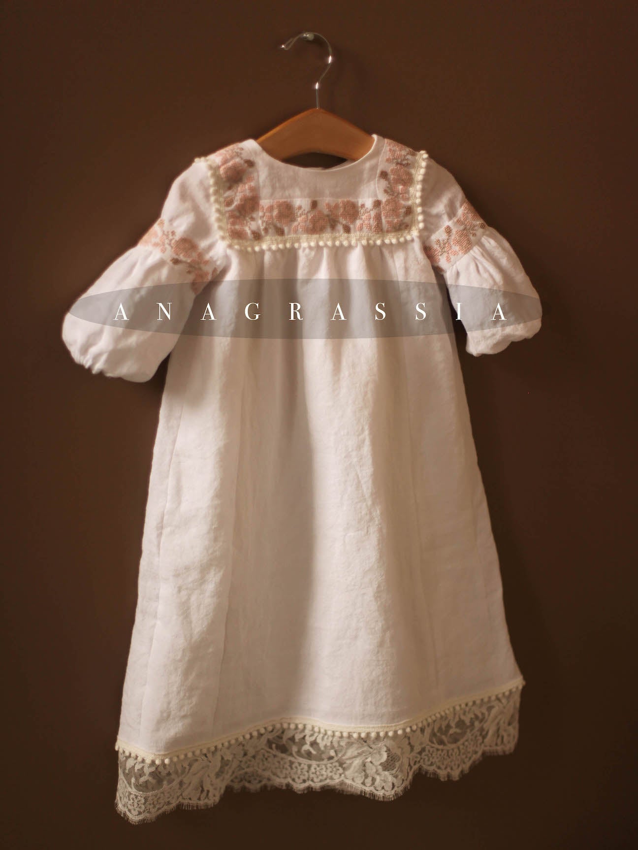 ukrainian embroidered girls christening gown
