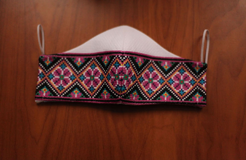 Hand embroidered face mask