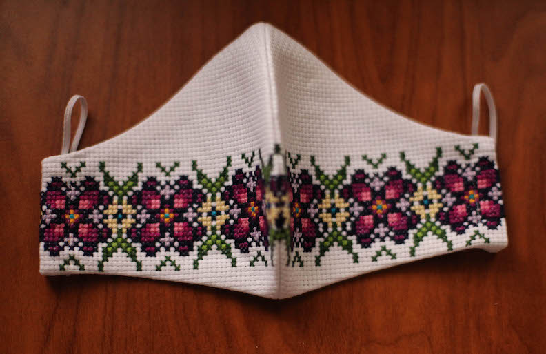 floral embroidered face mask