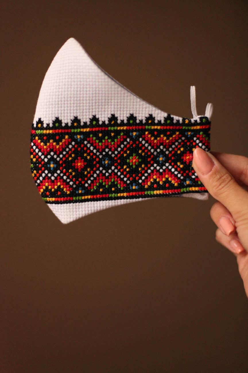 colorful ukrainian embroidered mask
