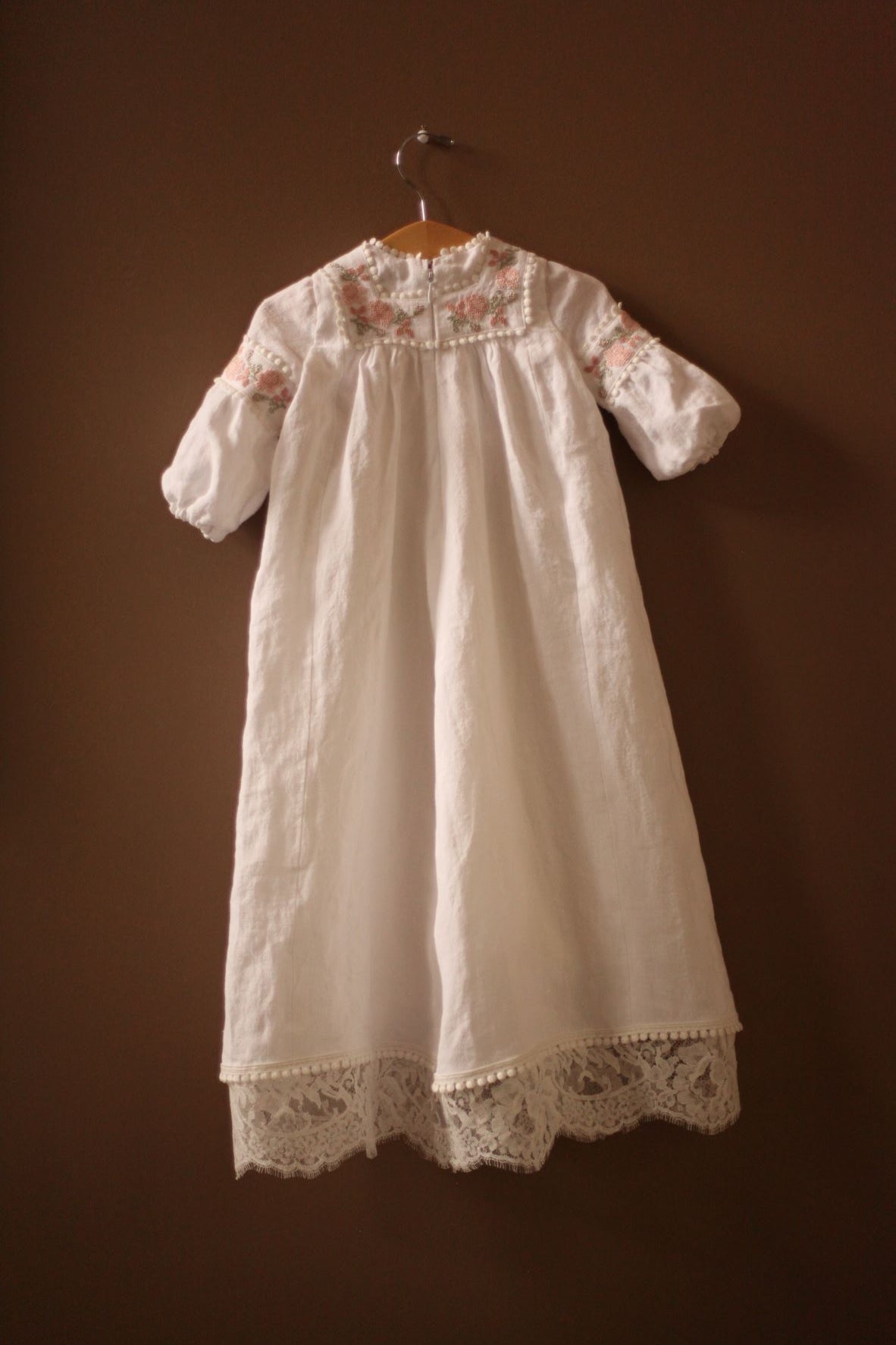 hand embroidered girls baptismal gown