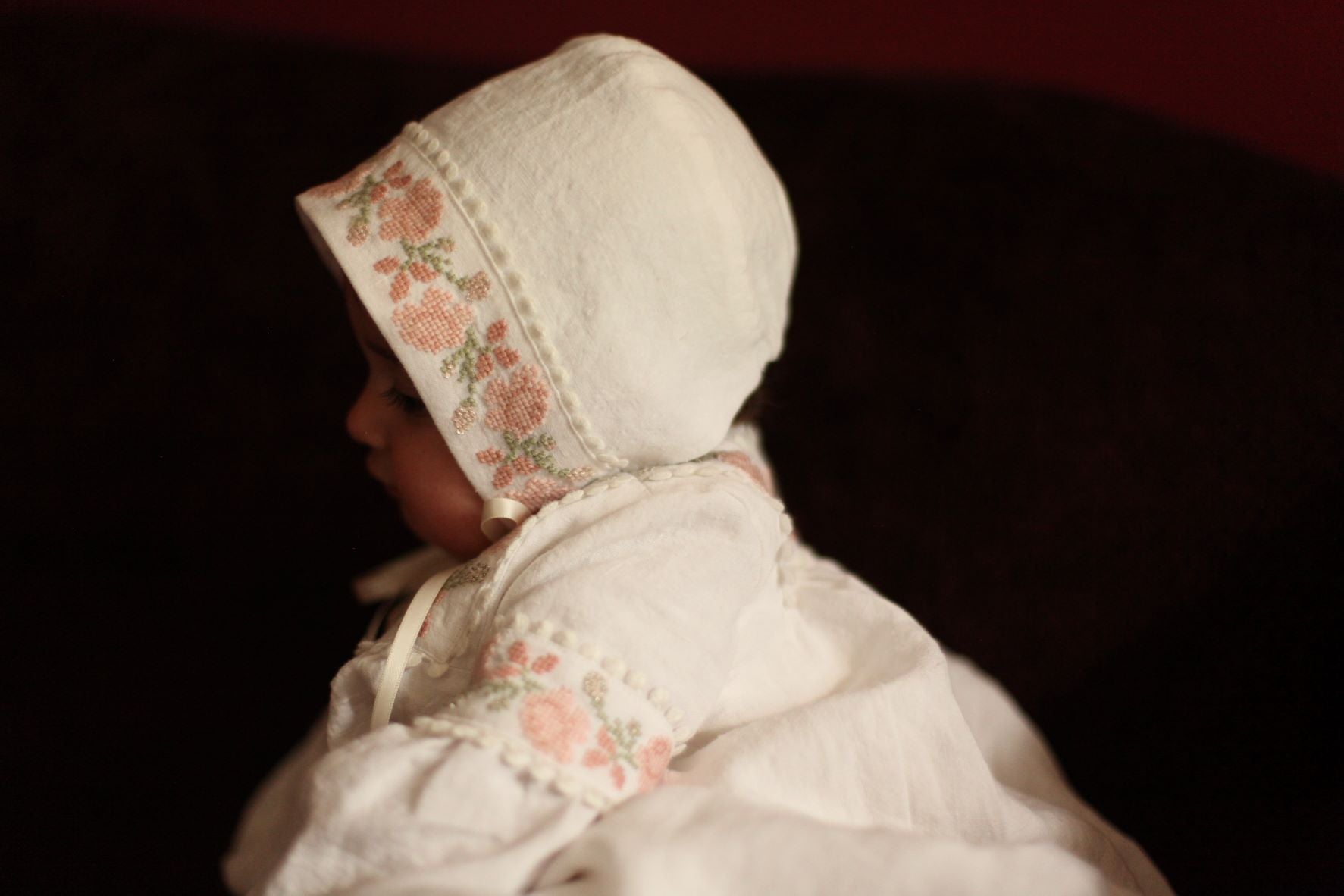 girls christening gown embroidered