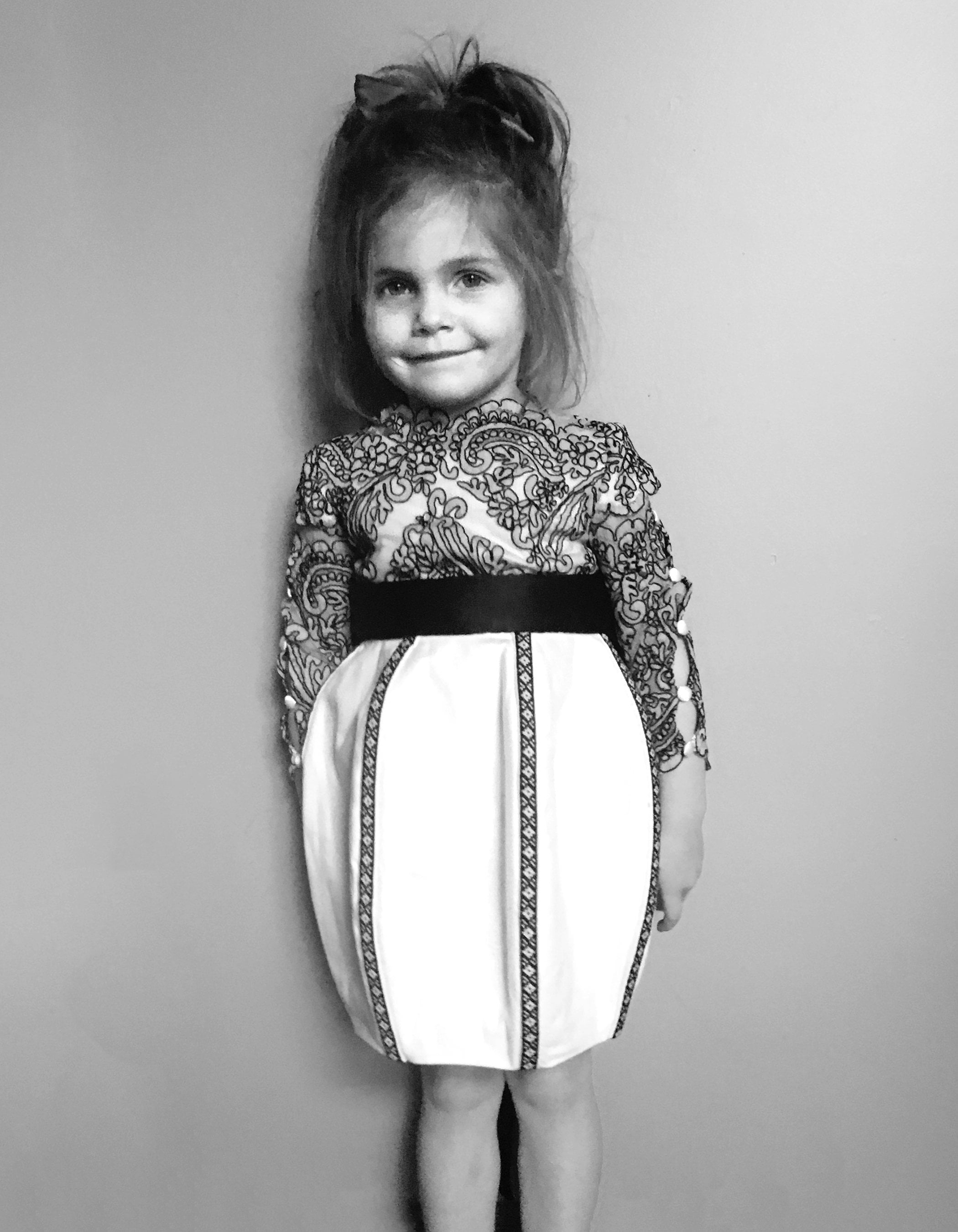 black and white flower girl dress