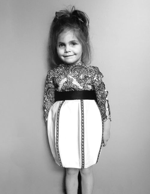 black and white flower girl dress
