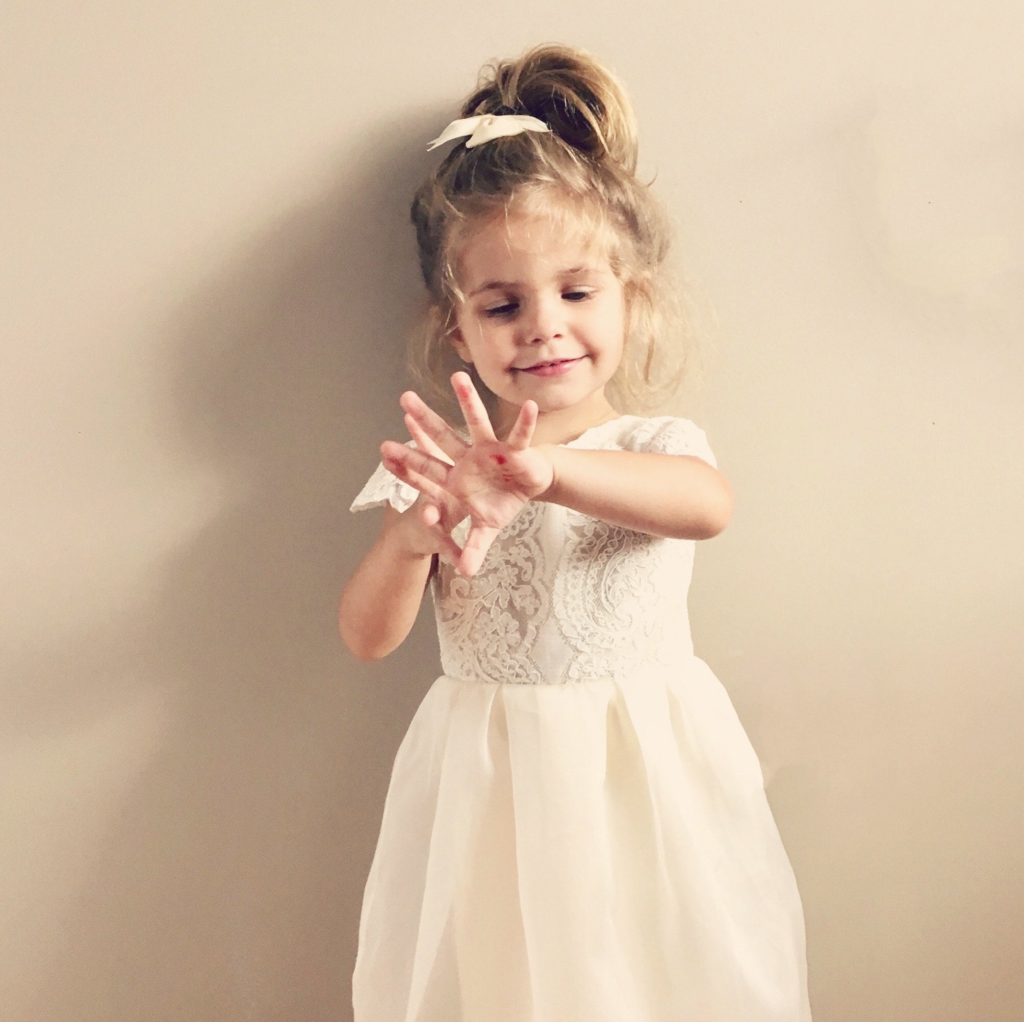 silk lace flower girl dress