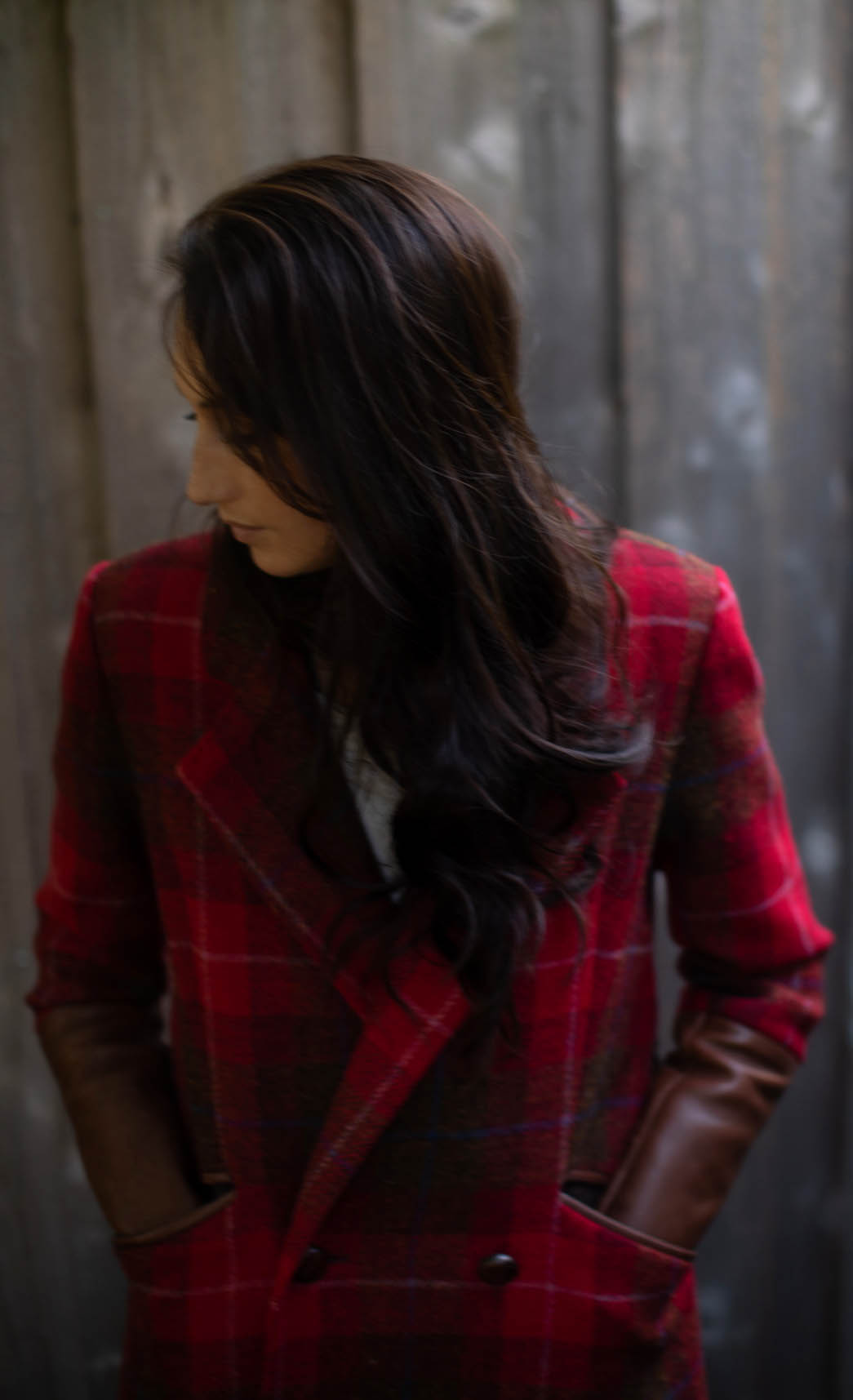 red plaid jacket