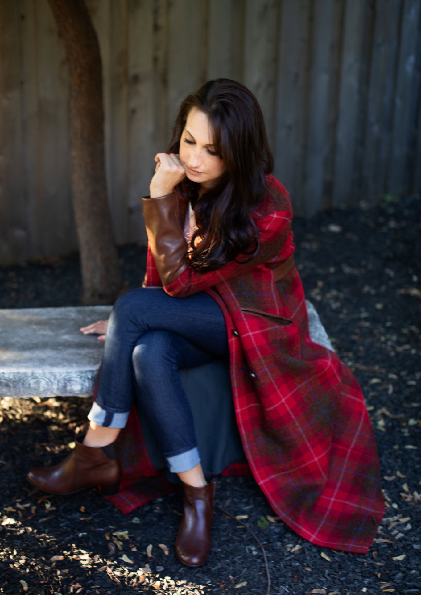 red tweed jacket