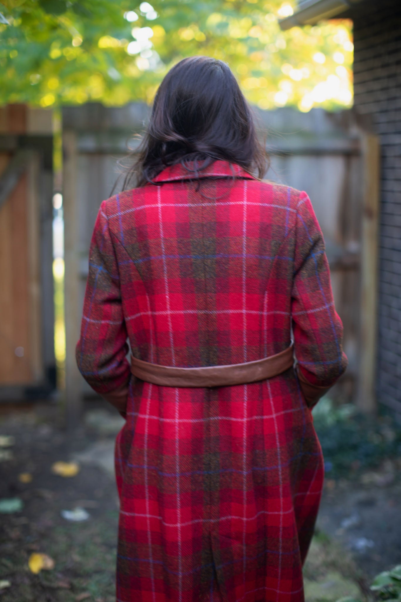 red plaid womens coat