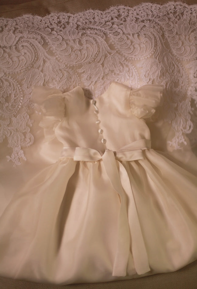 flutter sleeve christening dress