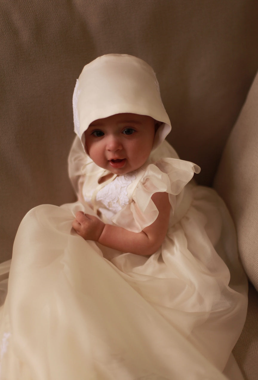 flutter sleeves christening gown