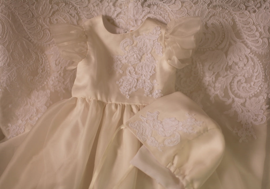 flutter sleeves baptismal gown