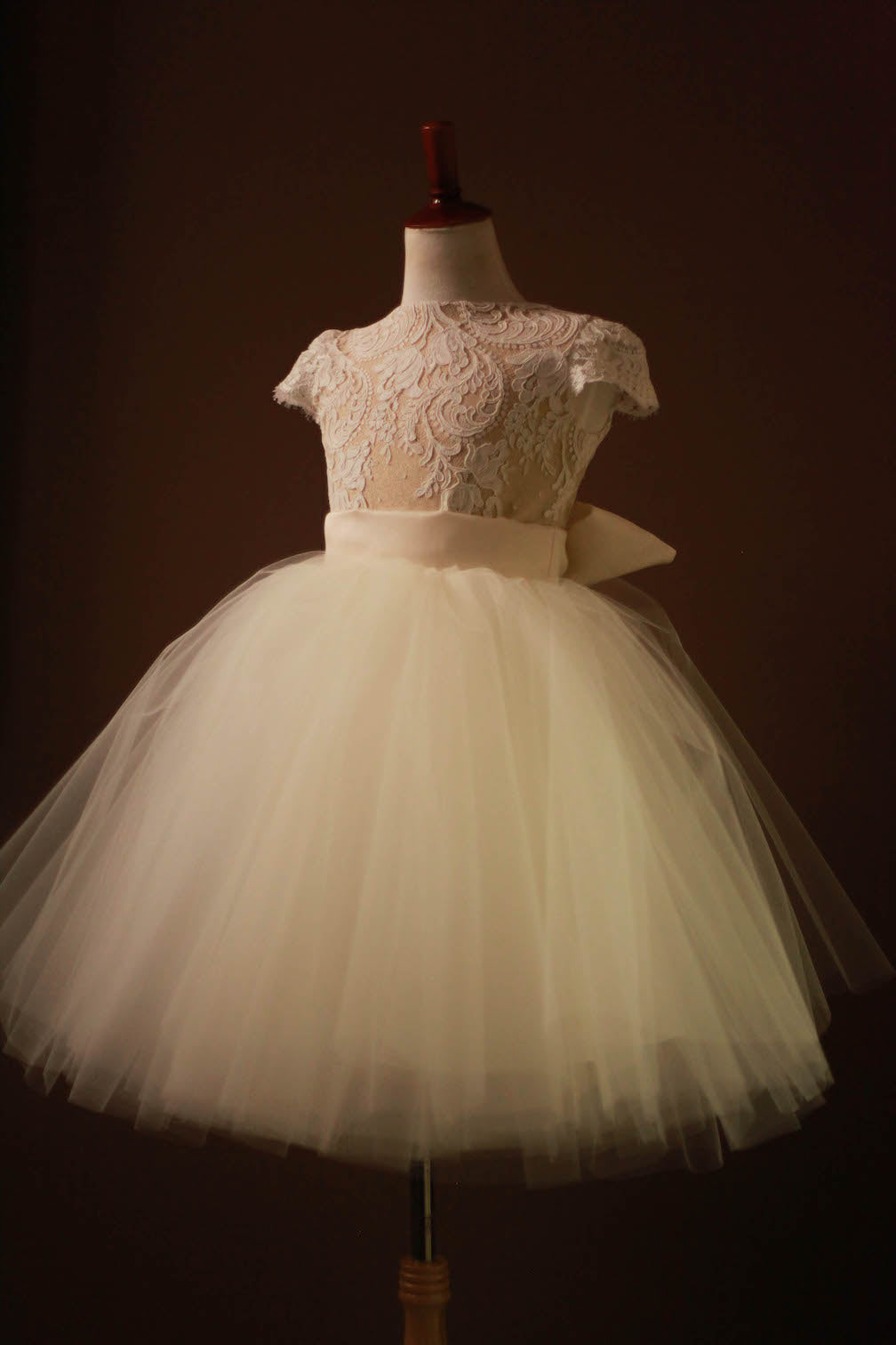 lace and silk flower girl dress