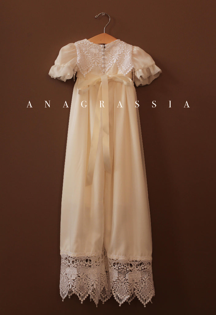 silk christening dress Handmade Silk Christening Gown Coat & Romper Set