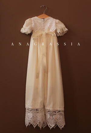 lace silk christening gown