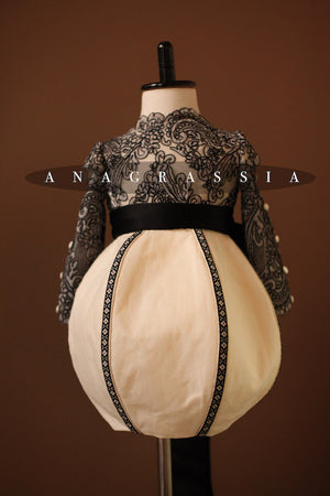 Black lace flower girl dress