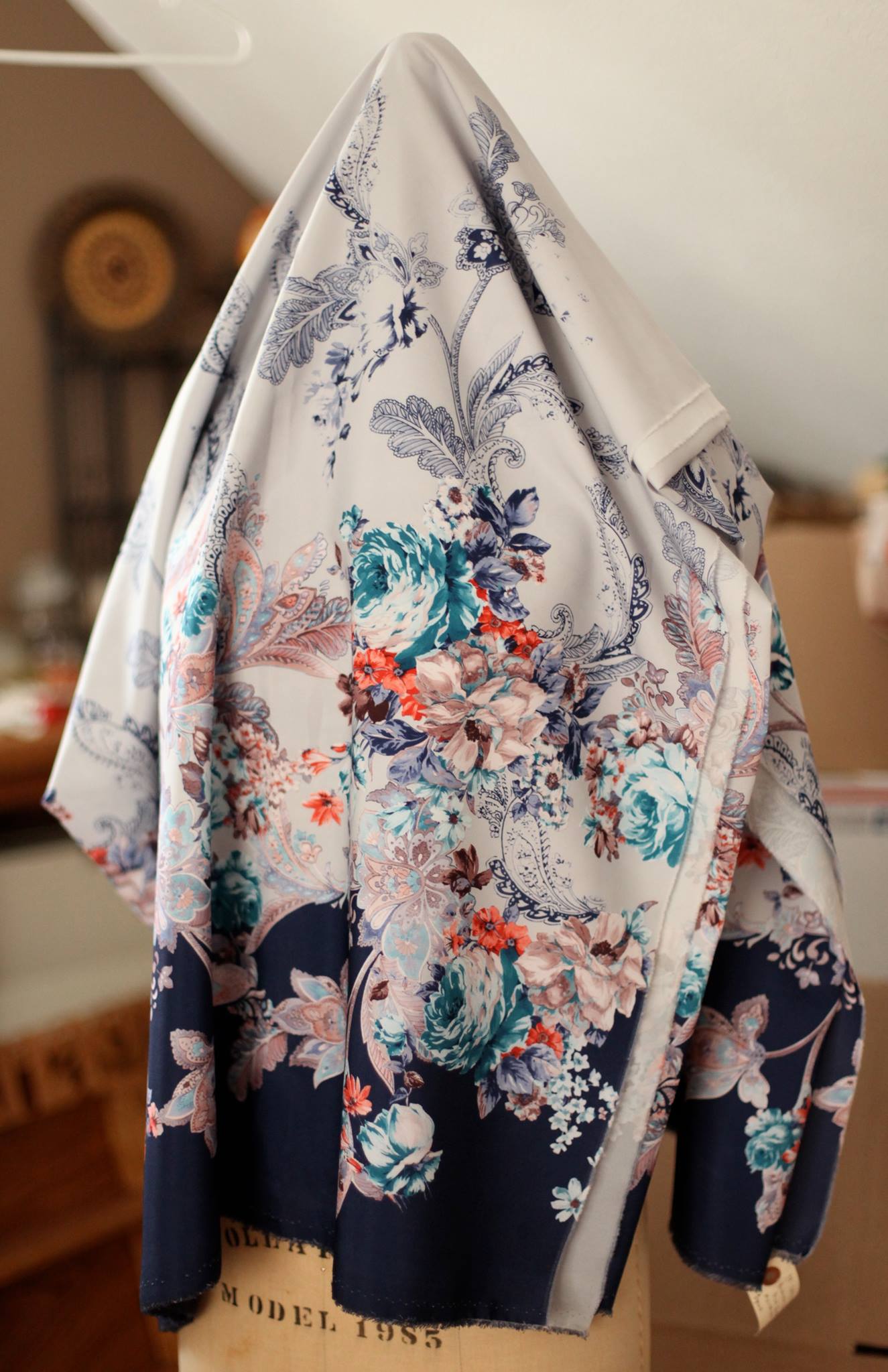 blue floral microfiber