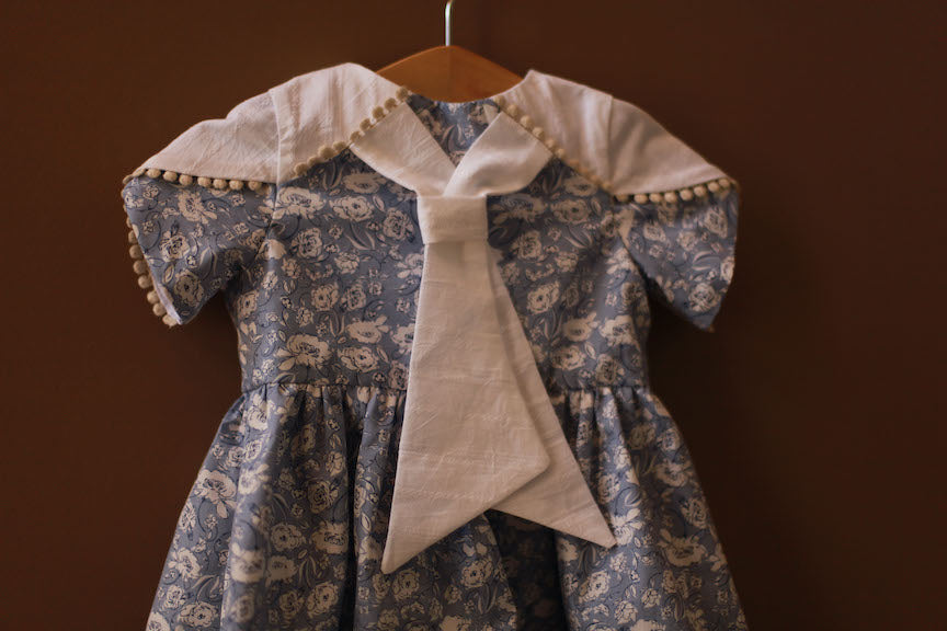 blue and white toddler sailor dress