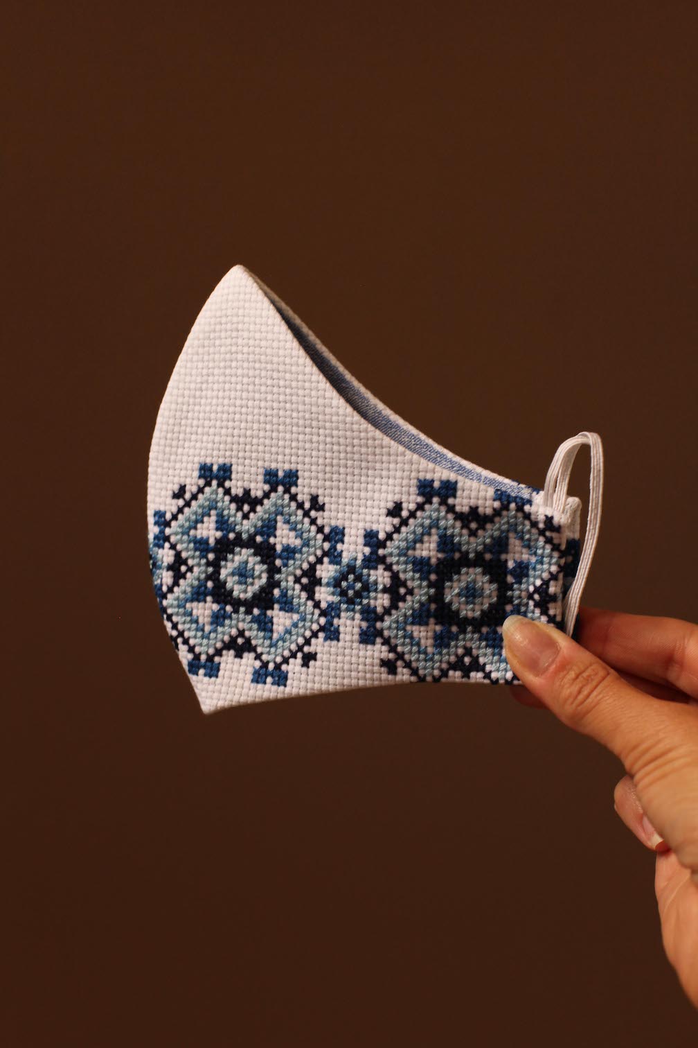 Blue Ukrainian Embroidered Face Mask