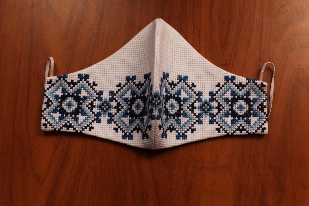Blue Ukrainian Embroidered Face Mask