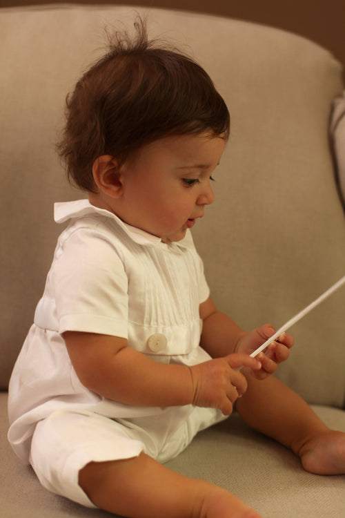 boys christening romper
