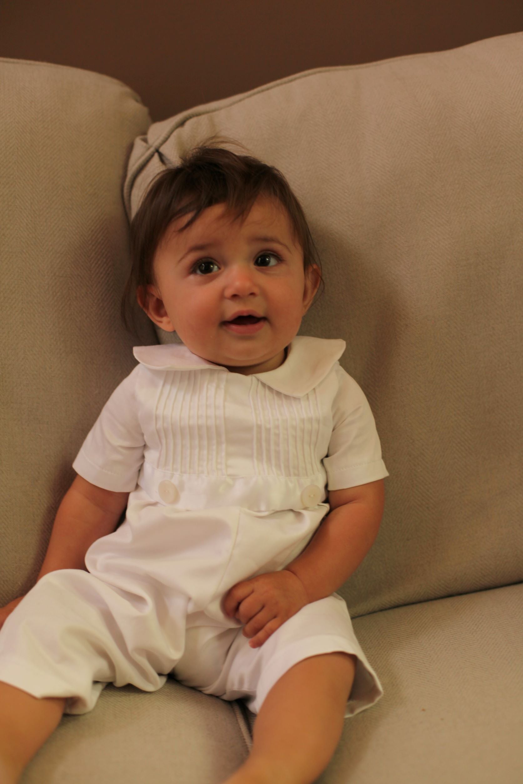 boys white christening romper