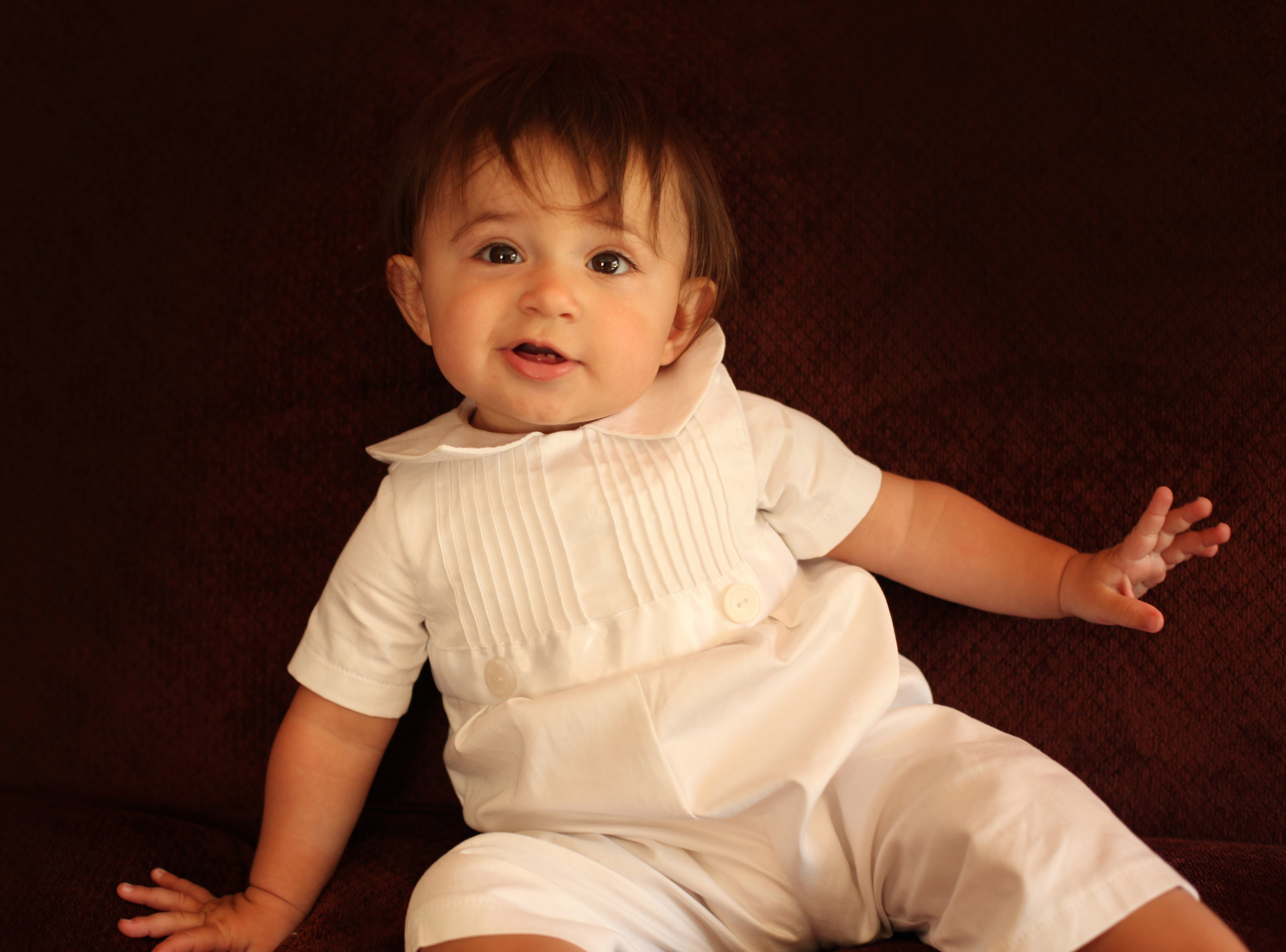 boys baptism romper