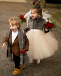 fur jacket flower girl