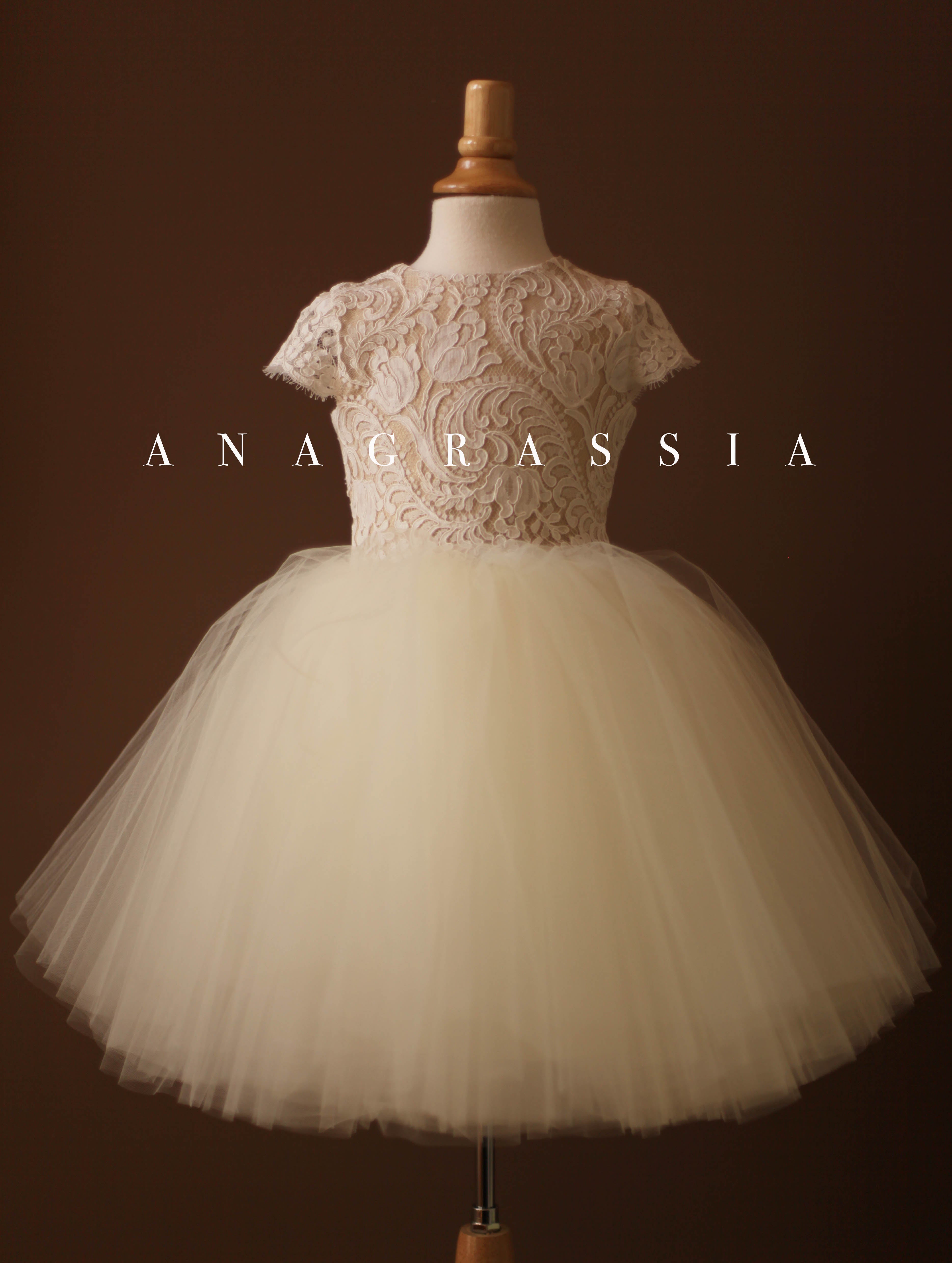 flower girl dress lace tulle gold ivory