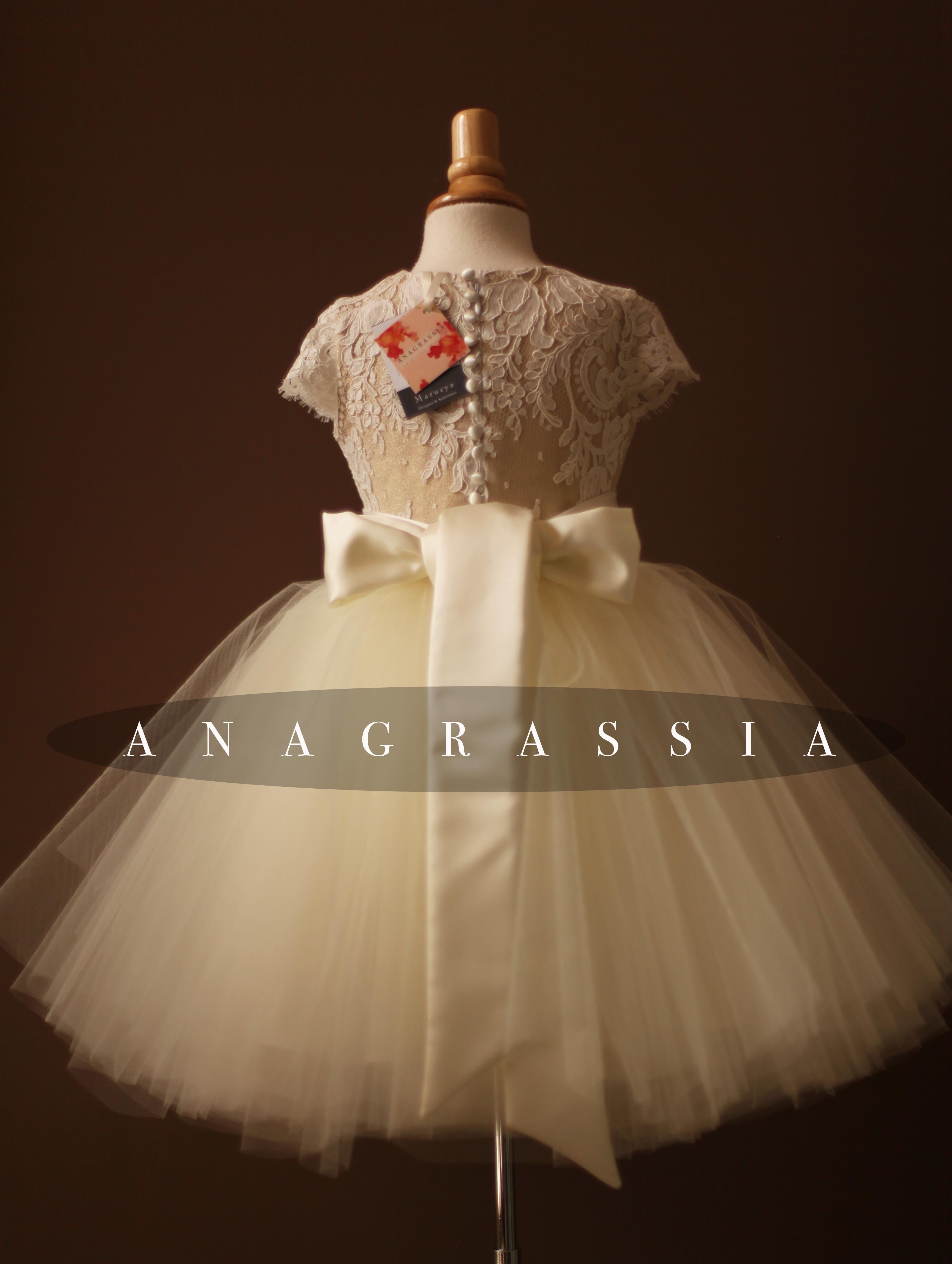 flower girl dress lace tulle gold ivory