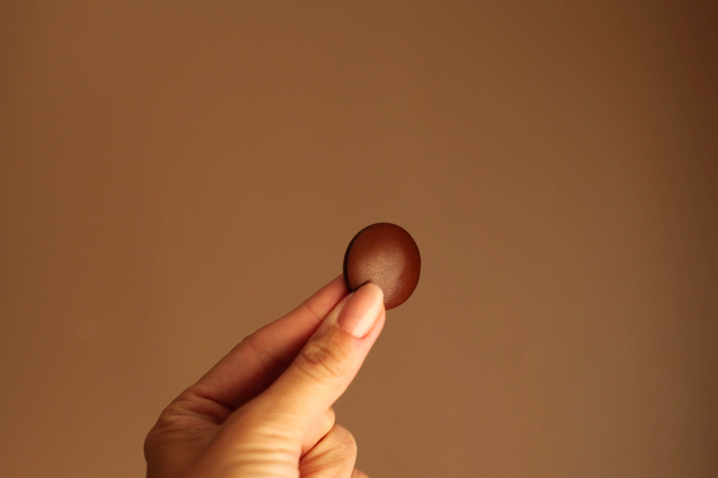 Dark brown leather button
