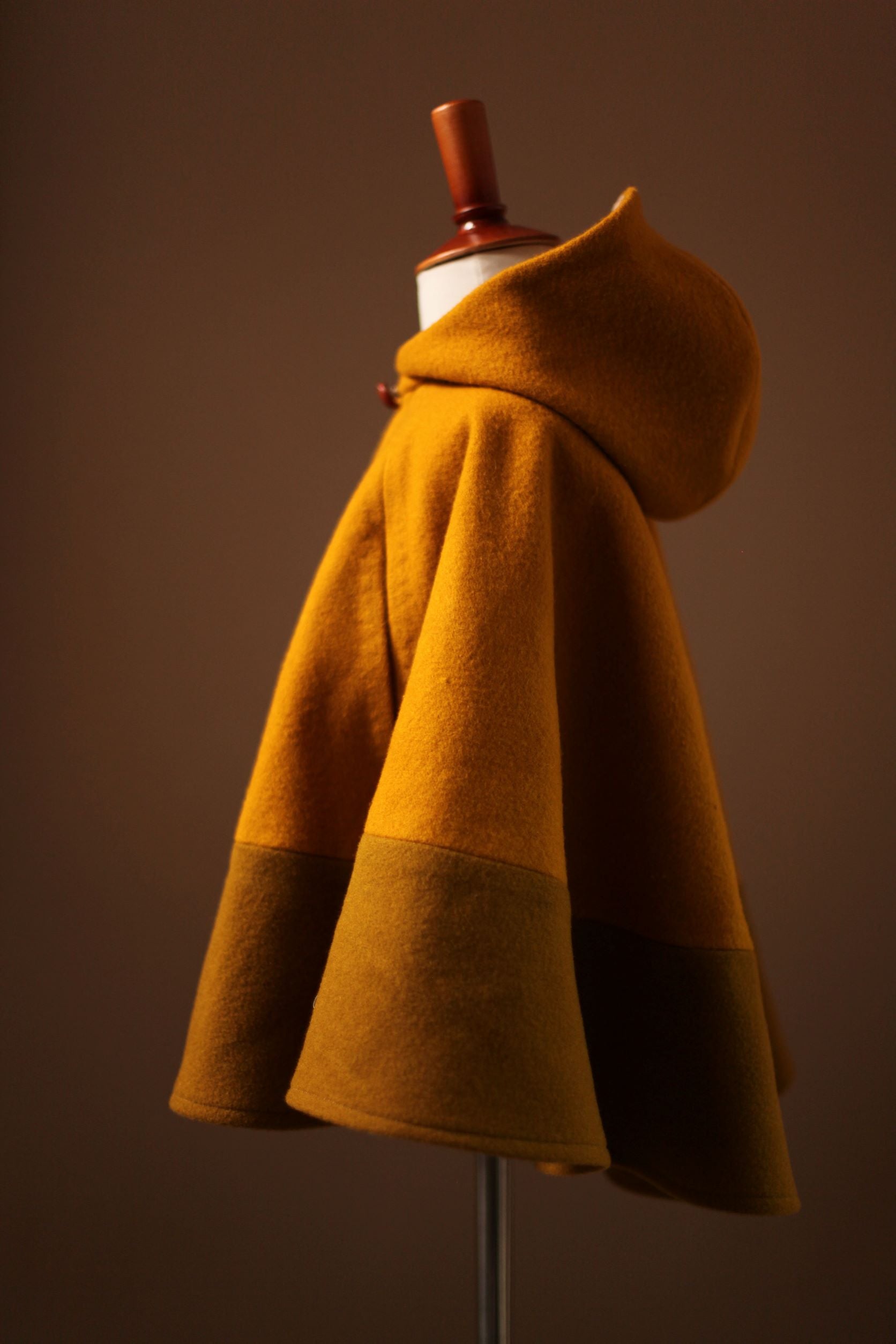 color block gold wool cape