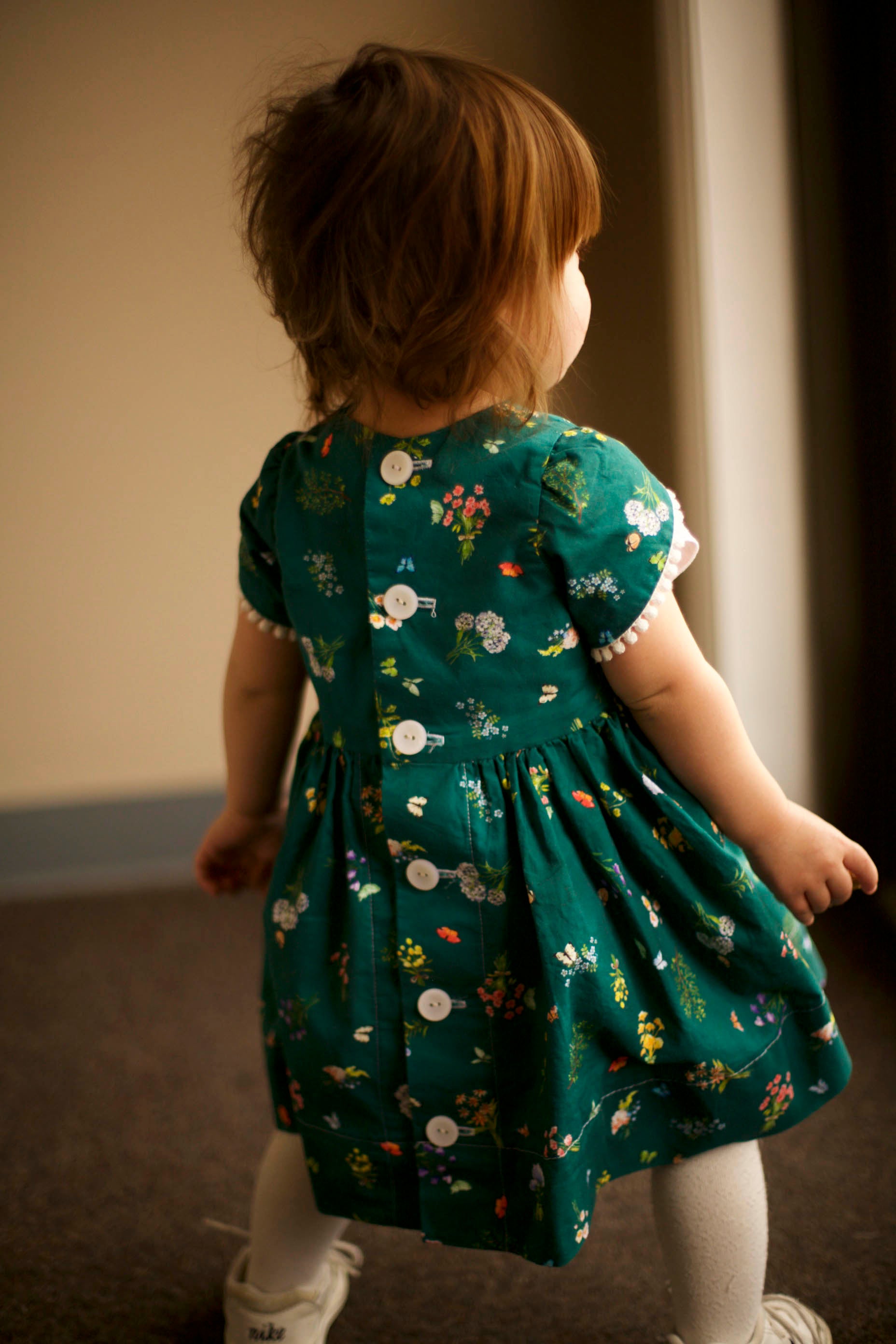 dark green floral dress for girls