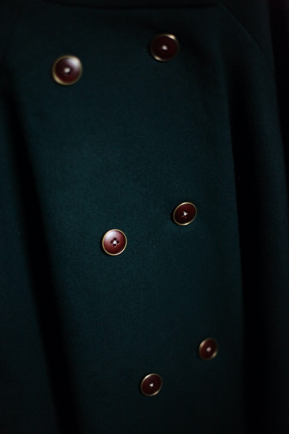 Double Breasted Green Wool Cape