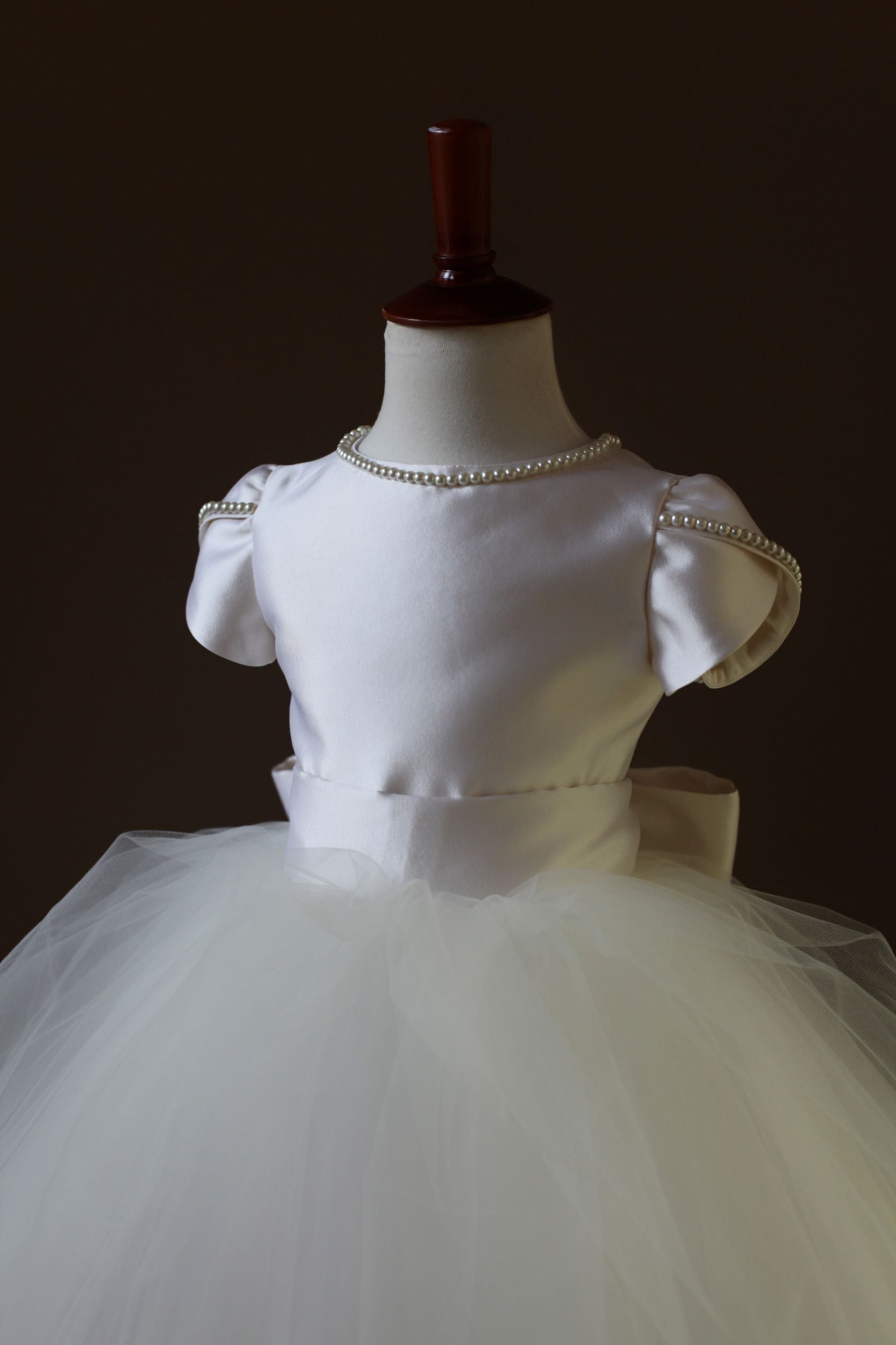 pearl tulle flower girl dress
